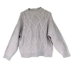 Everlane Wool Cable Knit Mock Sweater Medium